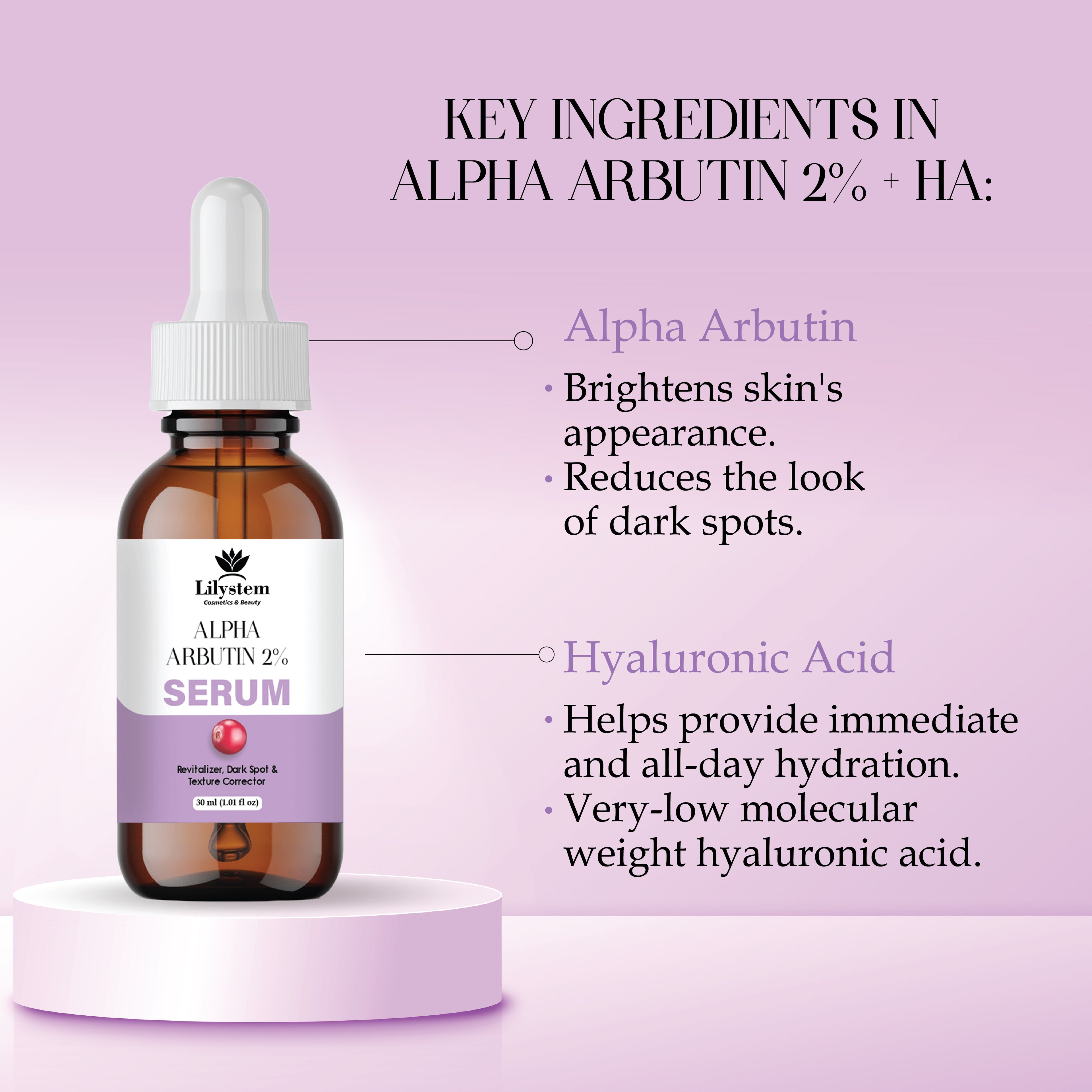 Alpha Arbutin Serum for Dark Spots, Hyperpigmentation & Uneven Skin Tone – Brightening Face Serum with Hyaluronic Acid & Niacinamide